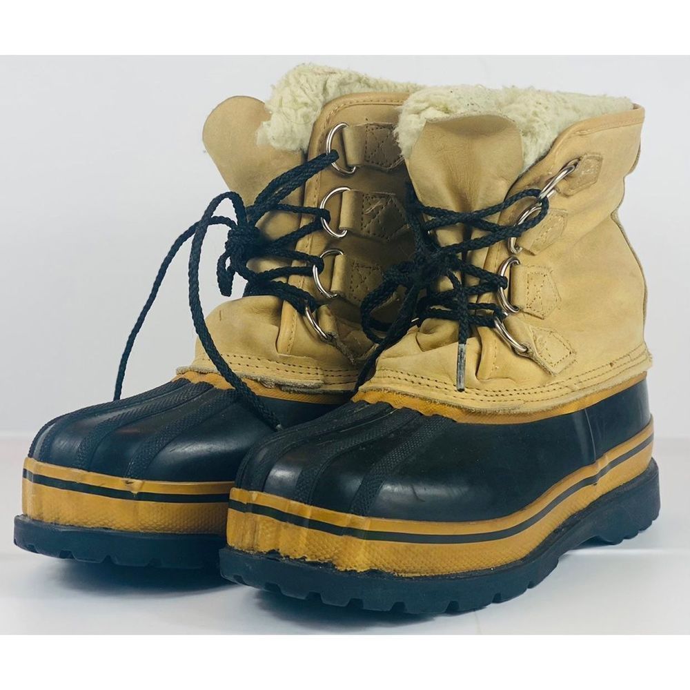 Sorel Caribou II Tan Leather Waterproof Lace Up Winter Boots Women’s 6